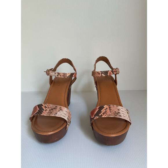 Celia Women's Platform Block Heels Brown Python Retro Sandals Animal Print 10 - Picture 8 of 13